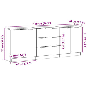 vidaXL Sideboards 3 pcs Artisan Oak 60x30x70 cm Engineered Wood