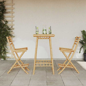 vidaXL Outdoor Bar Stools with Footrests 2 pcs Foldable Bamboo