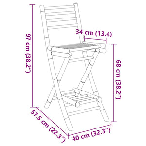 vidaXL Outdoor Bar Stools with Footrests 2 pcs Foldable Bamboo