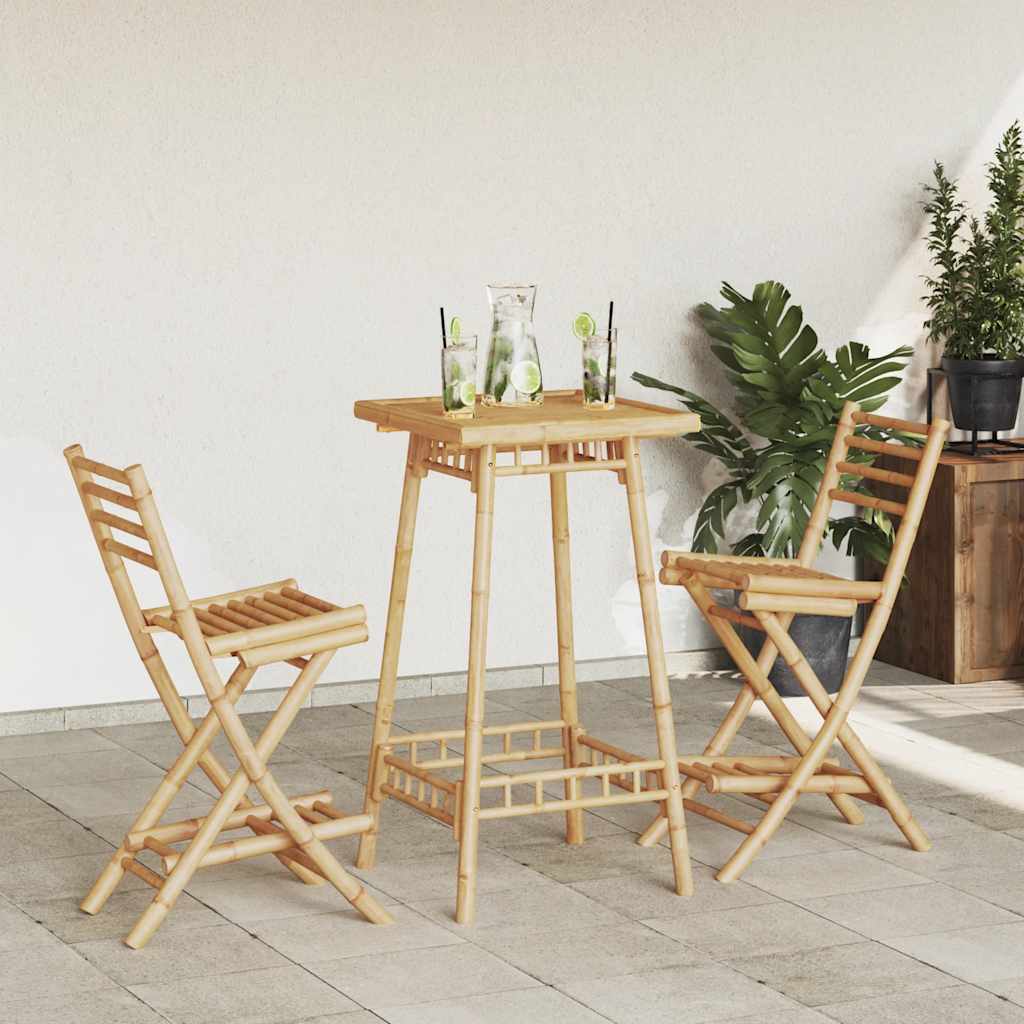 vidaXL Outdoor Bar Stools with Footrests 2 pcs Foldable Bamboo
