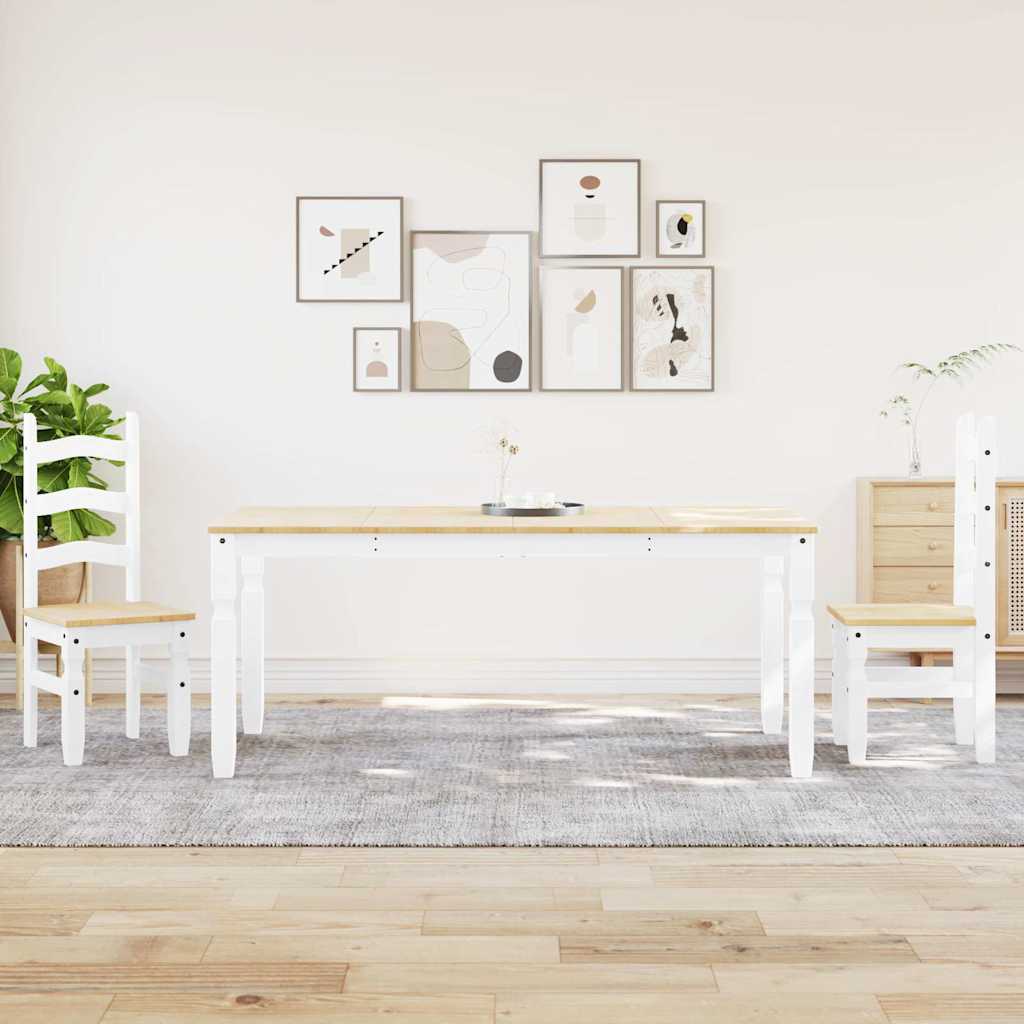 vidaXL 3 Piece Dining Set Panama White Solid Wood Pine