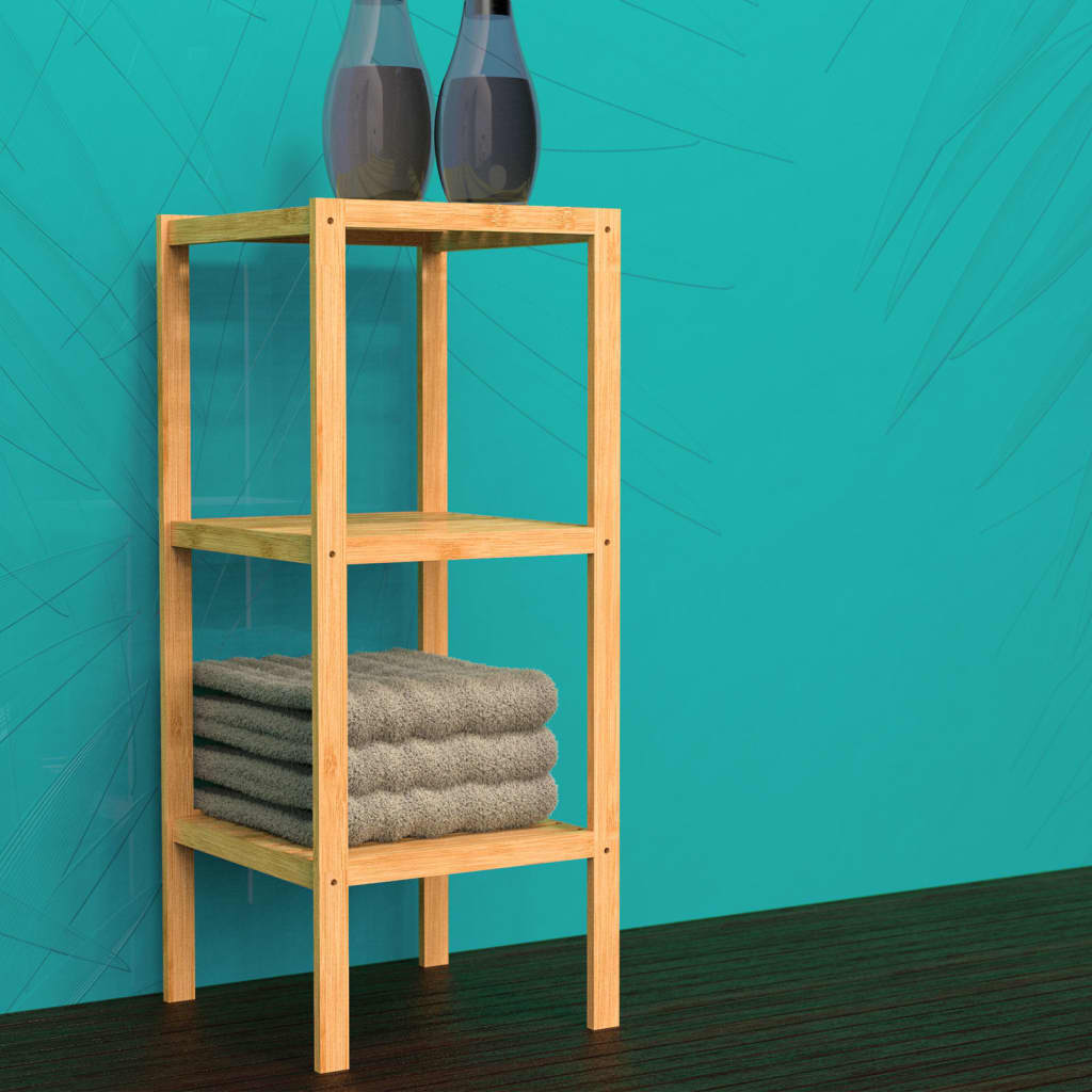 EISL Bathroom Shelf with 3 Compartments Bamboo 34x33x80 cm