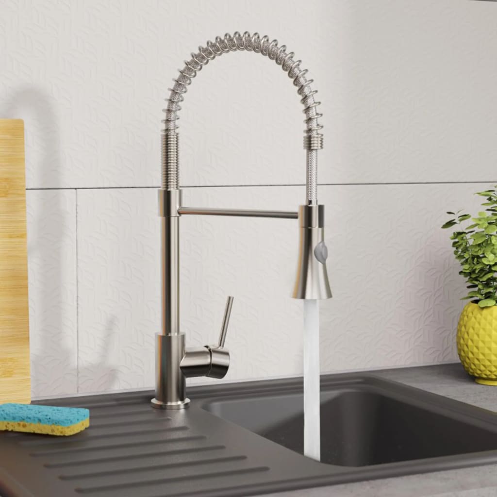 EISL Kitchen Mixer Tap with Spiral Spring Pull-out Spray LEON Nickel