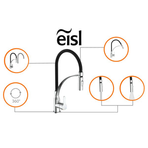 EISL Kitchen Mixer Tap with Soft-Touch Spout CARNEO Chrome-black