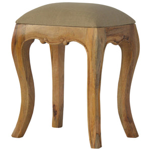 French Style Stool with Mud Linen Seat Pad