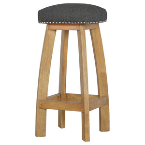 Black Tweed Studded Bar Stool