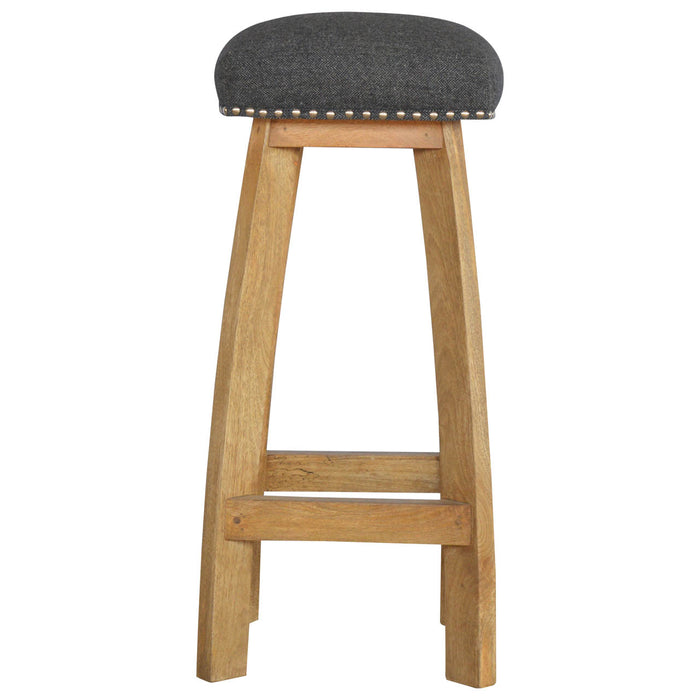 Black Tweed Studded Bar Stool