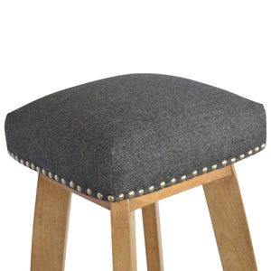 Black Tweed Studded Bar Stool