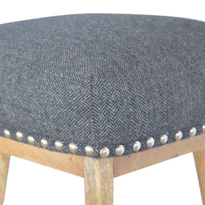 Black Tweed Studded Bar Stool