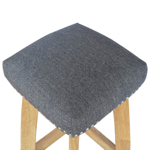 Black Tweed Studded Bar Stool