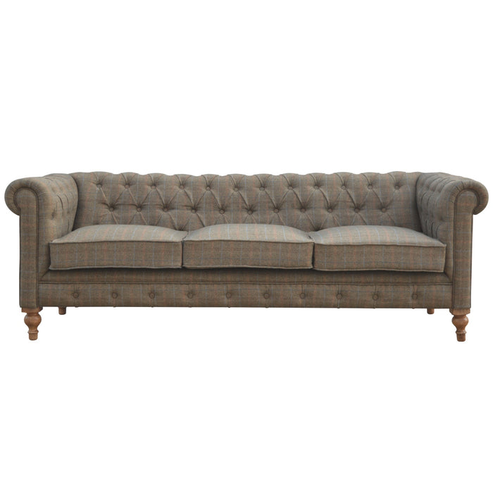 Multi Tweed 3 Seater Chesterfield Sofa