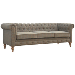 Multi Tweed 3 Seater Chesterfield Sofa