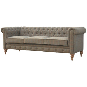 Multi Tweed 3 Seater Chesterfield Sofa