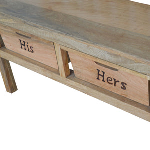 His & Hers Carved Storage Bench