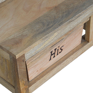 His & Hers Carved Storage Bench