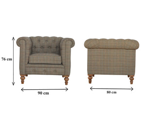 Multi Tweed Chesterfield Armchair