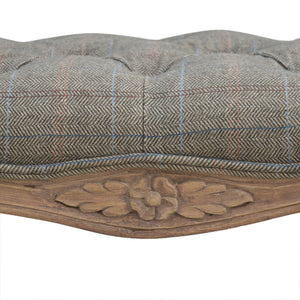 Multi Tweed Carved Bedroom Bench