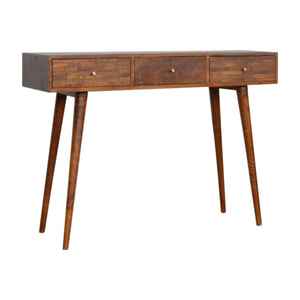 3 Drawer Mixed Chestnut Console Table