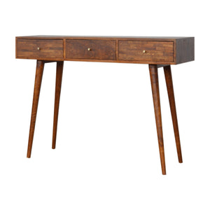 3 Drawer Mixed Chestnut Console Table