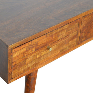 3 Drawer Mixed Chestnut Console Table