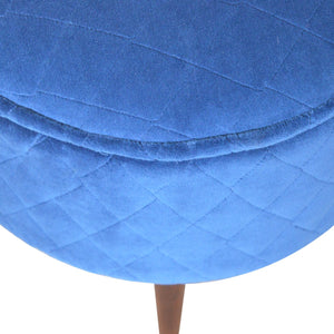 Quilted Blue Velvet Footstool