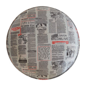 IN1018 - Round Footstool with News Print Velvet