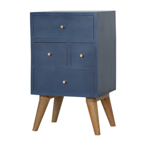 Dark Blue Painted Multi Drawer Bedside