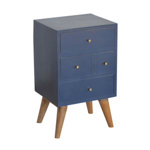 Dark Blue Painted Multi Drawer Bedside