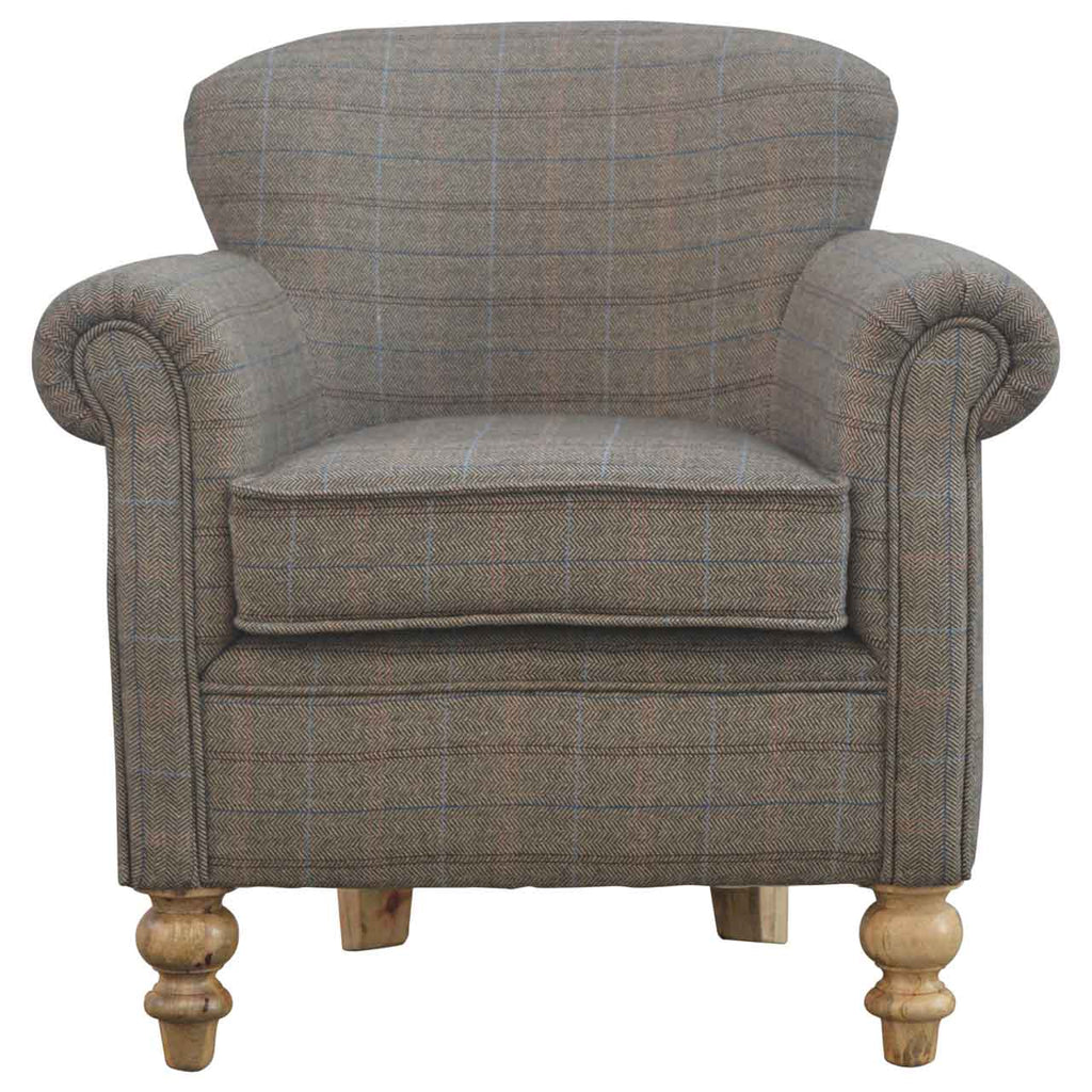 Multi Tweed Armchair with Turned Feet