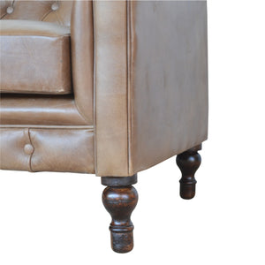 Brown Leather Double Seater Chesterfield Sofa