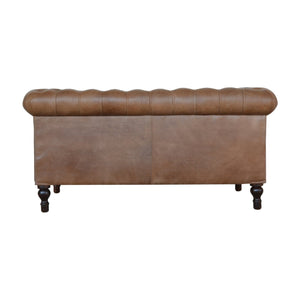 Brown Leather Double Seater Chesterfield Sofa