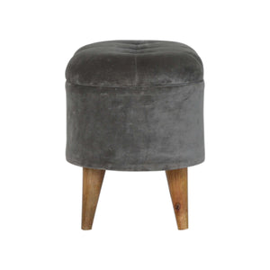 Oblong Grey Velvet Storage Footstool