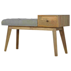 Grey Tweed Bench with 1 Drawer