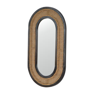 Carbon Black Rattan Mirror