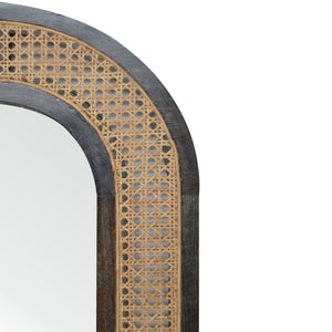 Carbon Black Rattan Mirror