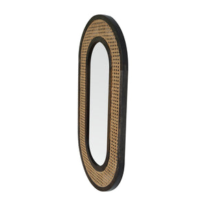 Carbon Black Rattan Mirror