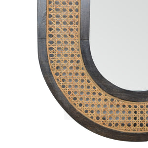 Carbon Black Rattan Mirror