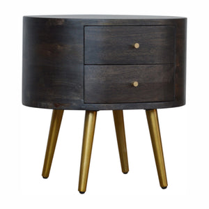 Ash Black Bedside with Brass Legs