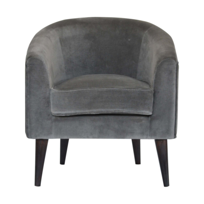 Grey Velvet Nordic Style Armchair