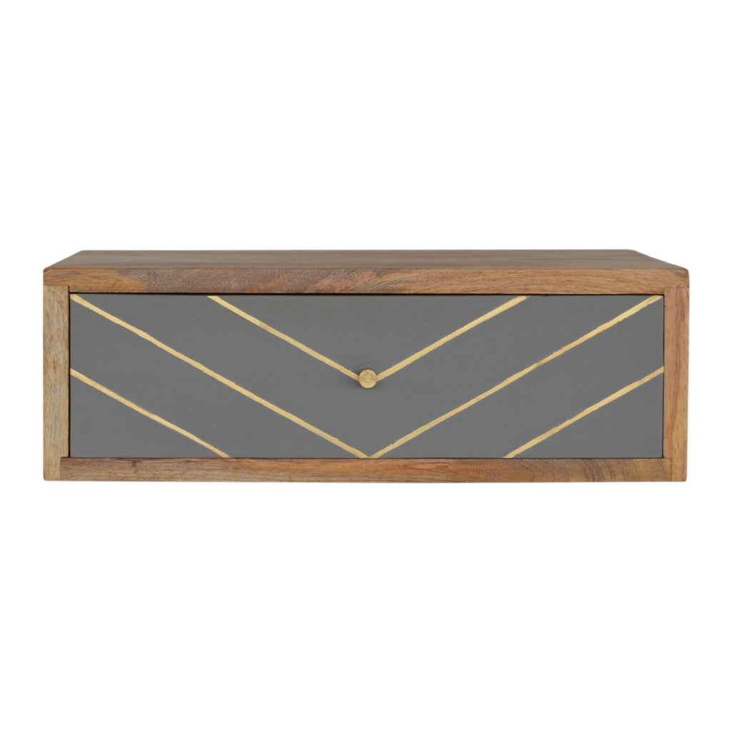 Floating Cement Brass Inlay Bedside