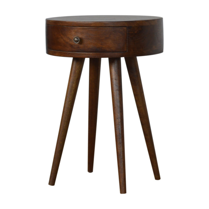 Nordic Chestnut Circular Shaped Bedside