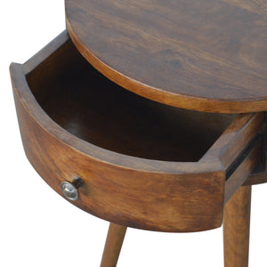 Nordic Chestnut Circular Shaped Bedside