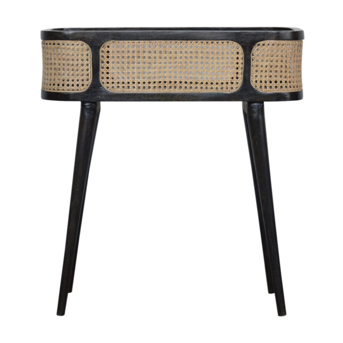 Ash Black Rattan Tray Table