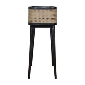 Ash Black Rattan Tray Table