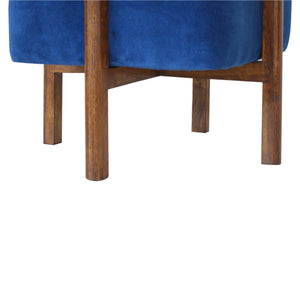 Solid Wood Royal Blue Velvet Stool