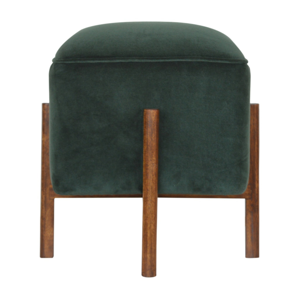 Emerald Velvet Solid Wood Footstool