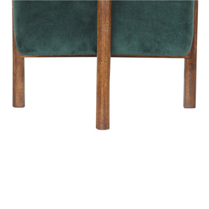 Emerald Velvet Solid Wood Footstool