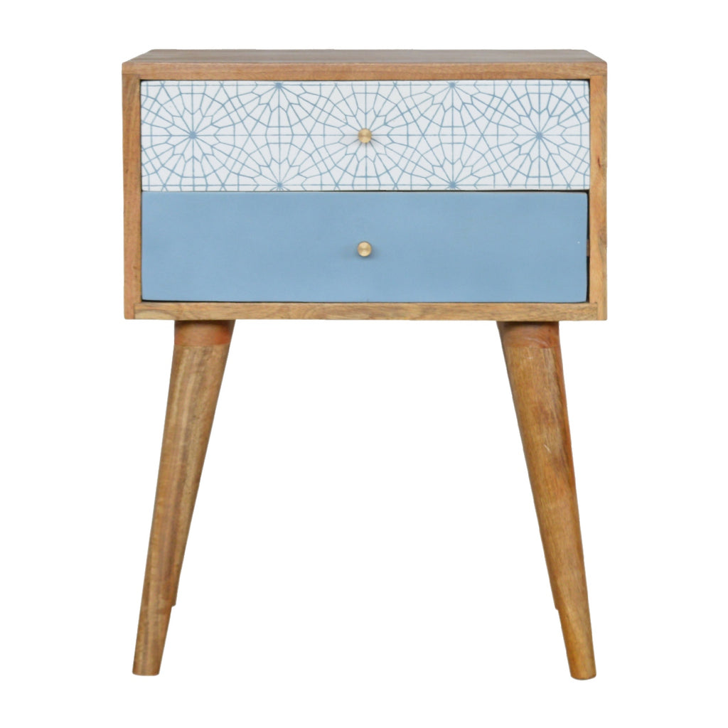 Blue Patterned Bedside