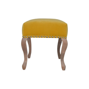 French Style Mustard Velvet Bench