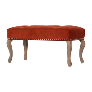 French Style Rust Velvet Bench